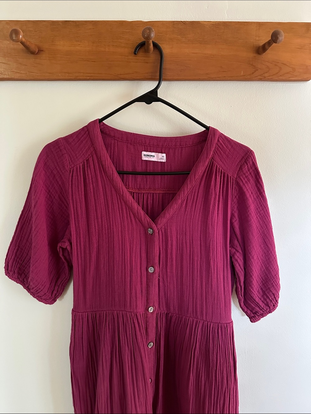 Sonoma Button-Front Midi Dress in Fuchsia